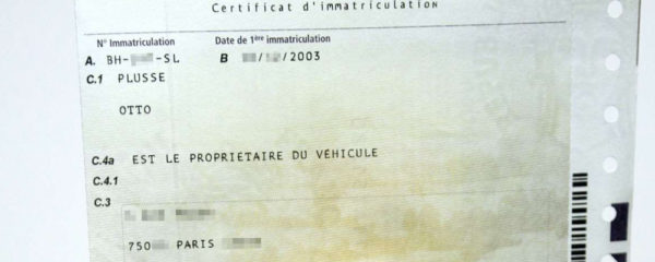 certificat d'immatriculation